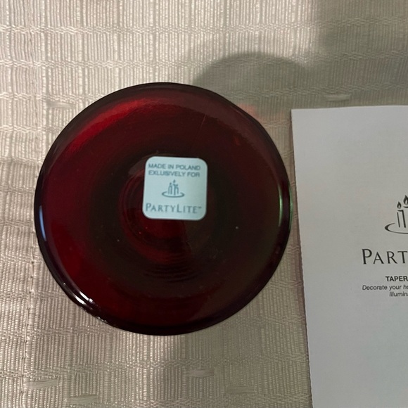 PartyLite Ruby Red Glass Taper Candle Holders - Picture 2 of 6